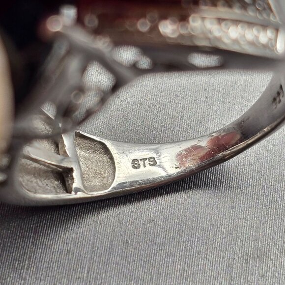 STS Sterling Silver Black Spinel Cathedral Ring Size 8 Ornate Filigree 10g - Picture 10 of 16